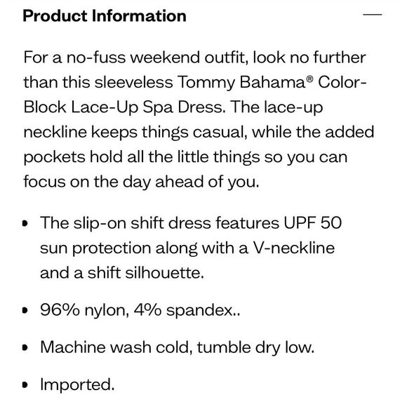 TOMMY BAHAMA Lace Up Spa Dress NWT - Picture 3 of 8